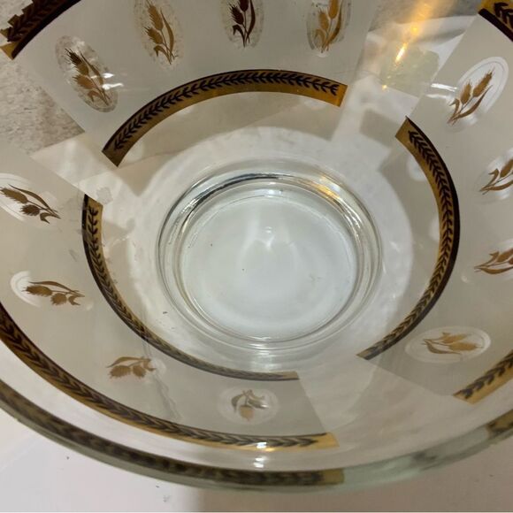 Vintage 1960s Anchor Hocking Mid Century Gold Wheat Large Glass Serving Bowl - Picture 4 of 12